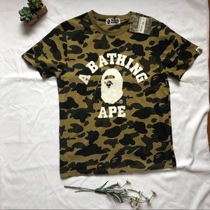 NWT Bape Green Camo College Tee